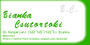 bianka csutortoki business card